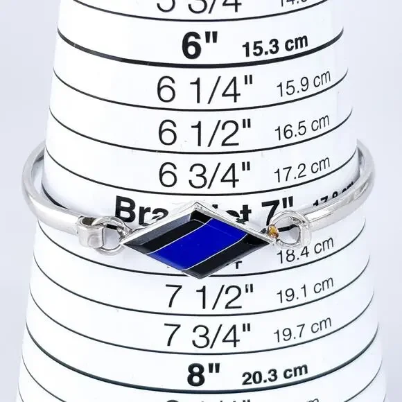 Estate Taxco Sterling Silver 925 Inlay Bracelet w/ Lapis & Onyx 7” - Picture 7 of 9